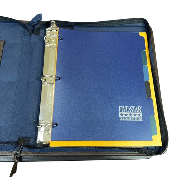 Mead Five Star XL Zipper Binder Organizer Notebook Blue Brown 12x14 Vintage Y2K - Picture 9 of 12
